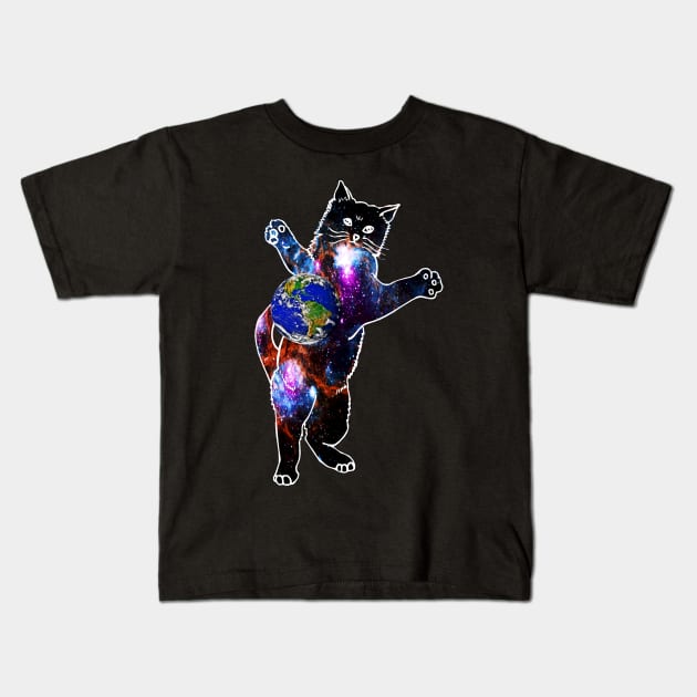 Cat in space Kids T-Shirt by hardcore repertoire